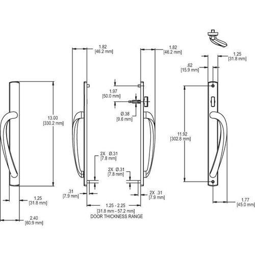 PD HDL Set, 1.25" Arc Plate Black, w/ Thumbturn