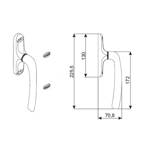 Unica Cremone Os Oper Hdl black Finish / L 172 long Handle - pack of 5