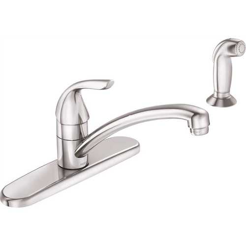 Adler Single-Handle Low Arc Standard Kitchen Faucet with Side Sprayer in Chrome