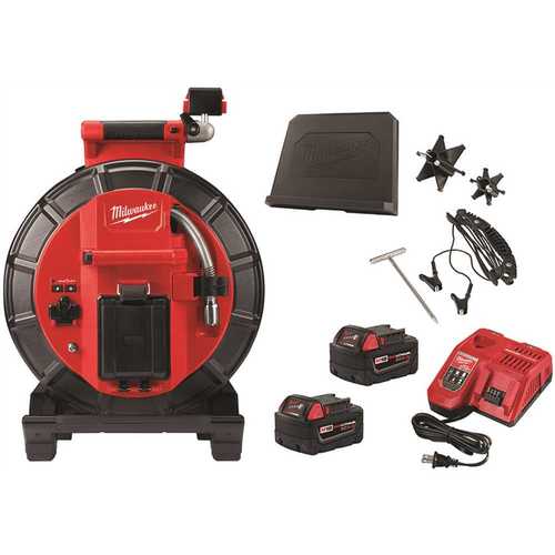 Milwaukee 2973-22 M18 18-Volt Lithium-Ion Cordless 120 ft. Pipeline Inspection System Image Reel Kit with Batteries and Charger