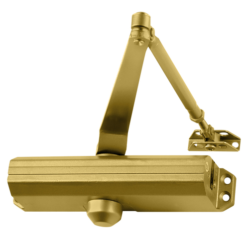 Light - Medium Duty Surface Door Closer With Regular Arm and Parallel Arm Bracket Brass Painted Finish