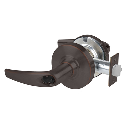 Grade 1 Storeroom Lock, Athens Lever, SFIC Prep Less Core, 5" Backset Extension, Aged Bronze Finish, Non-Handed Aged Bronze