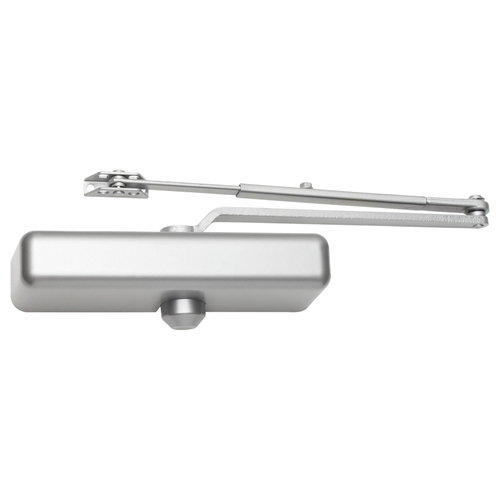 Light - Medium Duty Surface Door Closer With Regular Arm with Parallel Arm Bracket and Slim Cover Aluminum Finish