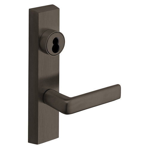 Grade 1 Exit Device Trim, Classroom Function, Key Outside Unlocks/Locks Trim, For Surface Vertical Rod and Mortise (8700, 8900 Series) Devices, Sargent LFIC Less Core, E Lever, RHR, Dark Oxidized Bronze Dark Oxidized Bronze