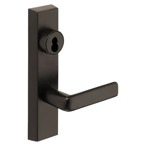 Grade 1 Exit Device Trim, Storeroom Function, Freewheeling Trim, Key Unlocks Trim, Trim Retracts Latch, Trim Relocks when Key is Removed, For Surface Vertical Rod and Mortise (8700, 8900 Series) Devices, Sargent LFIC Less Core, E Lever, LHR, Dark Oxidized Statuary Bronze Clear Coated Dark Oxidized Statuary Bronze Clear Coated