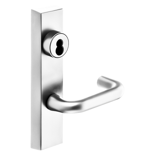 Grade 1 Exit Device Trim, Classroom Security Function, Key Outside Retracts Latch, Key Inside Unlocks/Locks Outside Trim, For Surface Vertical Rod and Mortise (8700, 8900 Series) Devices, Sargent LFIC Less Core, J Lever, LHR, Bright Chrome Bright Chrome