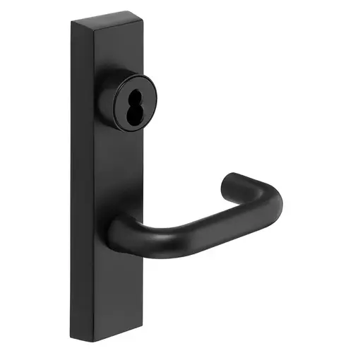 Grade 1 Exit Device Trim, Classroom Function, Key Outside Unlocks/Locks Trim, For Surface Vertical Rod and Mortise (8700, 8900 Series) Devices, Sargent LFIC Less Core, J Lever, LHR, Black Suede Powder Coat Black Suede Powder Coat