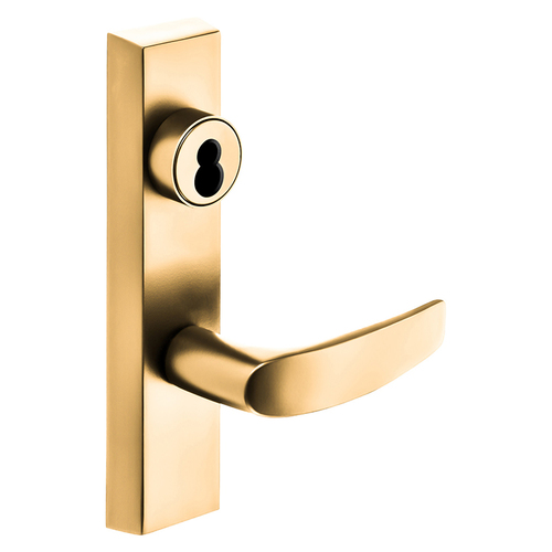 Grade 1 Exit Device Trim, Storeroom Function, Key Unlocks Trim, Trim Retracts Latch/Trim Relocks when Key is Removed, For Rim (8800) and NB8700 Series Devices, Sargent LFIC Less Core, B Lever, LHR, Bright Bronze Clear Coated Bright Bronze Clear Coated