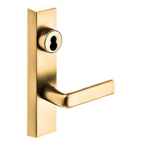 Grade 1 Exit Device Trim, Storeroom Function, Key Unlocks Trim, Trim Retracts Latch/Trim Relocks when Key is Removed, For Rim (8800) and NB8700 Series Devices, Sargent LFIC Less Core, E Lever, RHR, Bright Bronze Clear Coated Bright Bronze Clear Coated