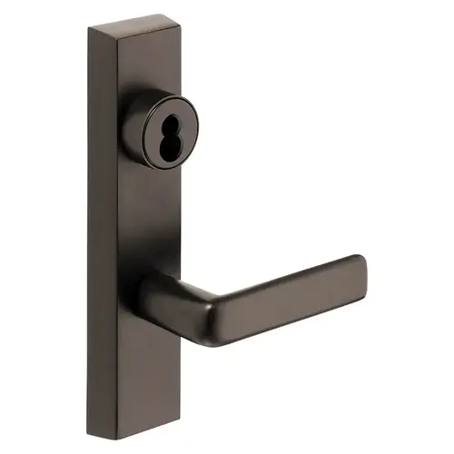 Grade 1 Exit Device Trim, Storeroom Function, Key Unlocks Trim, Trim Retracts Latch/Trim Relocks when Key is Removed, For Rim (8800) and NB8700 Series Devices, Sargent LFIC Less Core, E Lever, RHR, Oxidized Satin Bronze Relieved Clear Coated Oxidized Satin Bronze Relieved Clear Coated