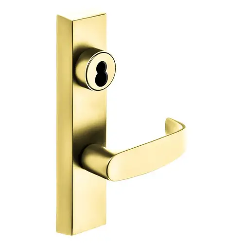 Grade 1 Exit Device Trim, Storeroom Function, Freewheeling Trim, Key Unlocks Trim, Trim Retracts Latch, Trim Relocks when Key is Removed, For Surface Vertical Rod and Mortise (8700, 8900 Series) Devices, Sargent LFIC Less Core, L Lever, LHR, Bright Brass Bright Brass