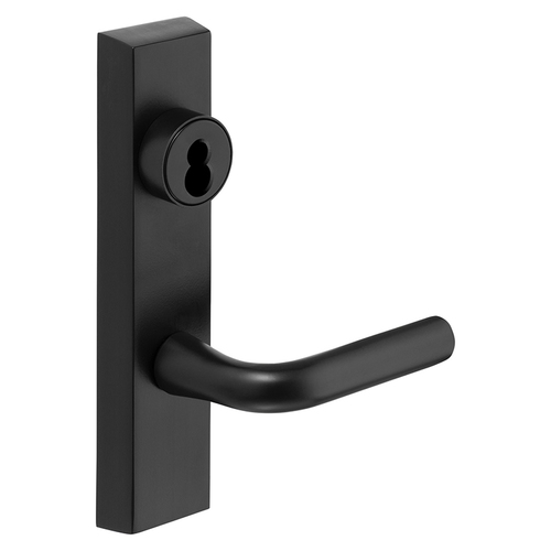 Grade 1 Electrified Exit Device Trim, Fail Safe, Power Off, Unlocks Lever, Key Retracts Latch, For Surface Vertical Rod and Mortise (8700, 8900 Series) Devices, Sargent LFIC Less Core, W Lever, 24V, LHR, Black Suede Powder Coat Black Suede Powder Coat