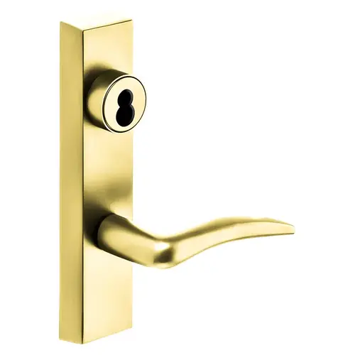 Grade 1 Exit Device Trim, Storeroom Function, Freewheeling Trim, Key Unlocks Trim, Trim Retracts Latch, Trim Relocks when Key is Removed, For Rim (8800) and NB8700 Series Devices, Sargent LFIC Less Core, A Lever, LHR, Bright Brass Bright Brass