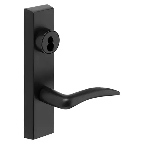 Grade 1 Exit Device Trim, Classroom Function, Freewheeling Trim, Key Outside Unlocks/Locks Trim, For Surface Vertical Rod and Mortise (8700, 8900 Series) Devices, Sargent LFIC Less Core, A Lever, LHR, Black Suede Powder Coat Black Suede Powder Coat