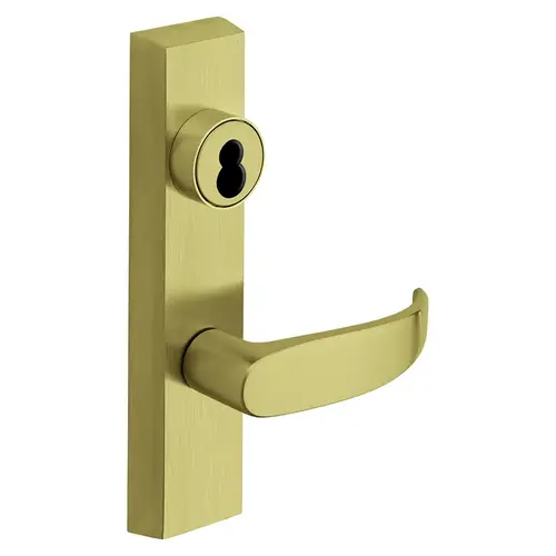 Grade 1 Exit Device Trim, Storeroom Function, Freewheeling Trim, Key Unlocks Trim, Trim Retracts Latch, Trim Relocks when Key is Removed, For Rim (8800) and NB8700 Series Devices, Sargent LFIC Less Core, P Lever, LHR, Satin Brass Satin Brass