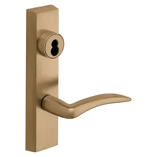 Grade 1 Exit Device Trim, Classroom Function, Freewheeling Trim, Key Outside Unlocks/Locks Trim, For Surface Vertical Rod and Mortise (8700, 8900 Series) Devices, Sargent LFIC Less Core, A Lever, RHR, Satin Bronze Clear Coated Satin Bronze Clear Coated