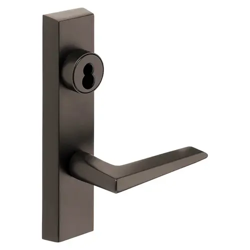 Grade 1 Exit Device Trim, Storeroom Function, Key Unlocks Trim, Trim Retracts Latch/Trim Relocks when Key is Removed, For Rim (8800) and NB8700 Series Devices, Sargent LFIC Less Core, F Lever, LHR, Oxidized Satin Bronze Relieved Clear Coated Oxidized Satin Bronze Relieved Clear Coated