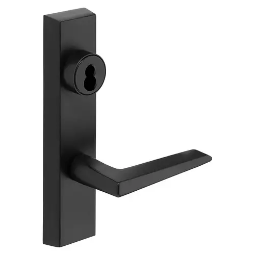 Grade 1 Exit Device Trim, Classroom Function, Key Outside Unlocks/Locks Trim, For Rim (8800) and NB8700 Series Devices, Sargent LFIC Less Core, F Lever, RHR, Black Suede Powder Coat Black Suede Powder Coat