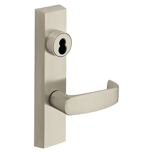 Grade 1 Exit Device Trim, Storeroom Function, Freewheeling Trim, Key Unlocks Trim, Trim Retracts Latch, Trim Relocks when Key is Removed, For Rim (8800) and NB8700 Series Devices, Sargent LFIC Less Core, L Lever, RHR, Satin Nickel Plated Clear Coated Satin Nickel Plated Clear Coated