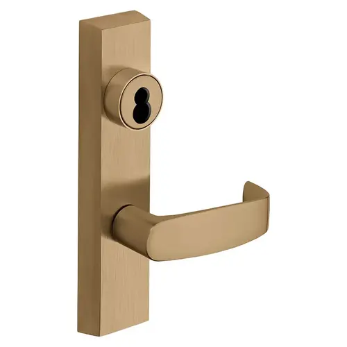 Grade 1 Exit Device Trim, Storeroom Function, Key Unlocks Trim, Trim Retracts Latch/Trim Relocks when Key is Removed, For Surface Vertical Rod and Mortise (8700, 8900 Series) Devices, Sargent LFIC Less Core, L Lever, RHR, Satin Bronze Clear Coated Satin Bronze Clear Coated