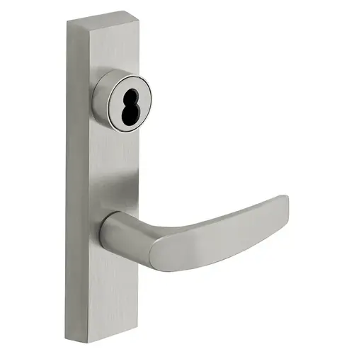 Grade 1 Exit Device Trim, Storeroom Function, Freewheeling Trim, Key Unlocks Trim, Trim Retracts Latch, Trim Relocks when Key is Removed, For Surface Vertical Rod and Mortise (8700, 8900 Series) Devices, Sargent LFIC Less Core, B Lever, LHR, Satin Chrome Satin Chrome