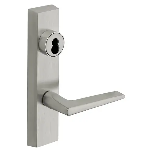 Grade 1 Exit Device Trim, Classroom Function, Key Outside Unlocks/Locks Trim, For Surface Vertical Rod and Mortise (8700, 8900 Series) Devices, Sargent LFIC Less Core, F Lever, RHR, Satin Chrome Satin Chrome