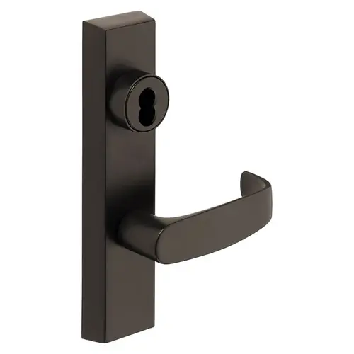 Grade 1 Exit Device Trim, Classroom Function, Freewheeling Trim, Key Outside Unlocks/Locks Trim, For Surface Vertical Rod and Mortise (8700, 8900 Series) Devices, SFIC Prep Less Core, L Lever, RHR, Dark Oxidized Statuary Bronze Clear Coated Dark Oxidized Statuary Bronze Clear Coated