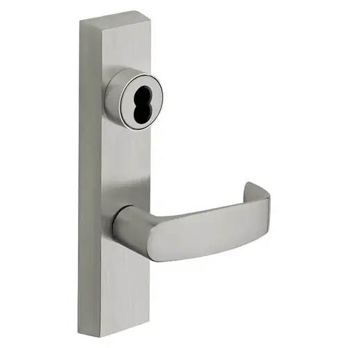 Grade 1 Exit Device Trim, Storeroom Function, Freewheeling Trim, Key Unlocks Trim, Trim Retracts Latch, Trim Relocks when Key is Removed, For Surface Vertical Rod and Mortise (8700, 8900 Series) Devices, SFIC Prep Less Core, L Lever, RHR, Satin Chrome Satin Chrome