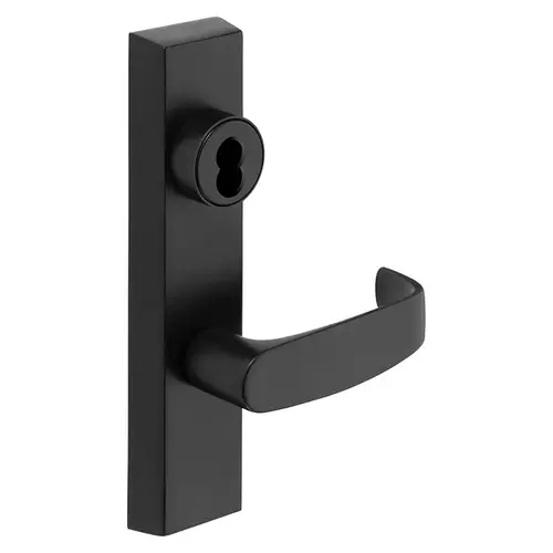 Grade 1 Exit Device Trim, Storeroom Function, Key Unlocks Trim, Trim Retracts Latch/Trim Relocks when Key is Removed, For Surface Vertical Rod and Mortise (8700, 8900 Series) Devices, SFIC Prep Less Core, L Lever, RHR, Black Suede Powder Coat Black Suede Powder Coat