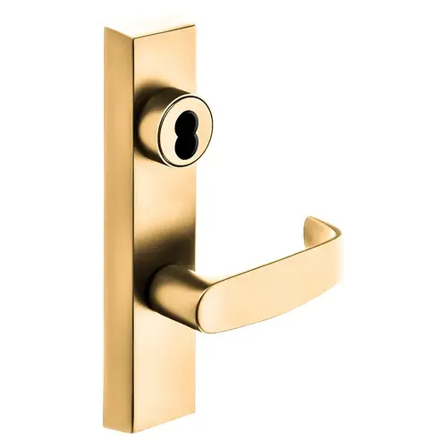 Grade 1 Exit Device Trim, Classroom Function, Freewheeling Trim, Key Outside Unlocks/Locks Trim, For Surface Vertical Rod and Mortise (8700, 8900 Series) Devices, SFIC Prep Less Core, L Lever, LHR, Bright Bronze Clear Coated Bright Bronze Clear Coated