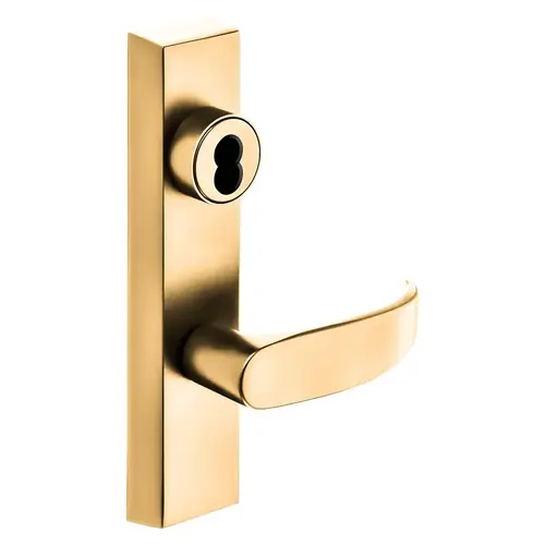 Grade 1 Exit Device Trim, Classroom Security Function, Key Outside Retracts Latch, Key Inside Unlocks/Locks Outside Trim, For Surface Vertical Rod and Mortise (8700, 8900 Series) Devices, SFIC Prep Less Core, P Lever, LHR, Bright Bronze Clear Coated Bright Bronze Clear Coated