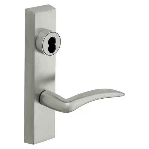 Grade 1 Exit Device Trim, Classroom Security Function, Key Outside Retracts Latch, Key Inside Unlocks/Locks Outside Trim, For Surface Vertical Rod and Mortise (8700, 8900 Series) Devices, SFIC Prep Less Core, A Lever, LHR, Satin Chrome Satin Chrome