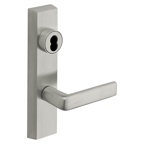 Fail Secure Trim, Power Off Locks Lever, Key Retracts Latch, SFIC Less Core, Rim Cylinder, 12V, LHR, E Lever, Satin Chrome