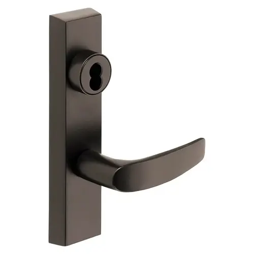 Grade 1 Exit Device Trim, Classroom Security Function, Key Outside Retracts Latch, Key Inside Unlocks/Locks Outside Trim, For Surface Vertical Rod and Mortise (8700, 8900 Series) Devices, SFIC Prep Less Core, B Lever, RHR, Oxidized Satin Bronze Relieved Clear Coated Oxidized Satin Bronze Relieved Clear Coated