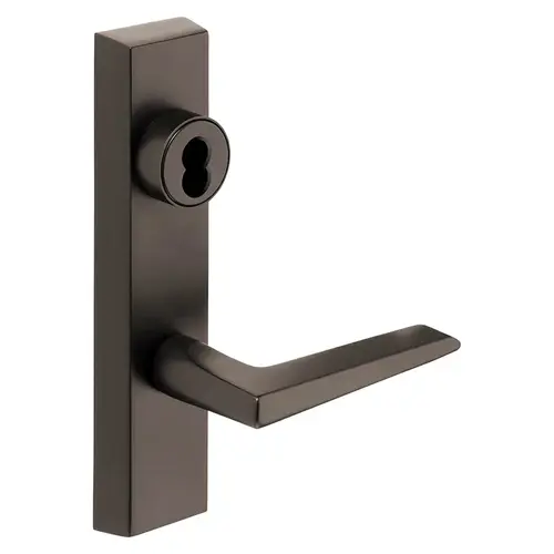 Grade 1 Exit Device Trim, Classroom Function, Freewheeling Trim, Key Outside Unlocks/Locks Trim, For Surface Vertical Rod and Mortise (8700, 8900 Series) Devices, SFIC Prep Less Core, F Lever, LHR, Oxidized Satin Bronze Relieved Clear Coated Oxidized Satin Bronze Relieved Clear Coated