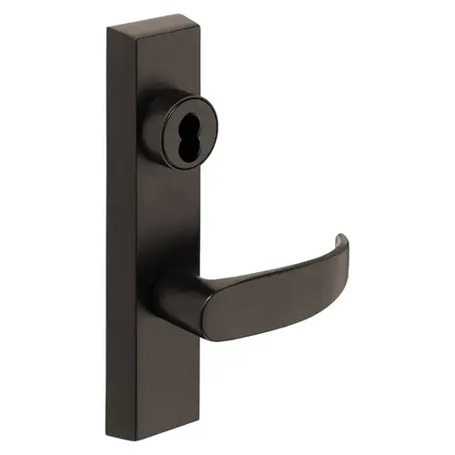 Grade 1 Exit Device Trim, Storeroom Function, Key Unlocks Trim, Trim Retracts Latch/Trim Relocks when Key is Removed, For Surface Vertical Rod and Mortise (8700, 8900 Series) Devices, SFIC Prep Less Core, P Lever, LHR, Dark Oxidized Statuary Bronze Clear Coated Dark Oxidized Statuary Bronze Clear Coated