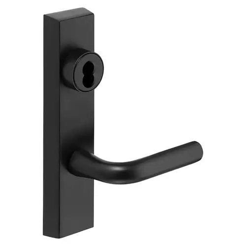 Grade 1 Exit Device Trim, Classroom Security Function, Key Outside Retracts Latch, Key Inside Unlocks/Locks Outside Trim, For Surface Vertical Rod and Mortise (8700, 8900 Series) Devices, SFIC Prep Less Core, W Lever, LHR, Black Suede Powder Coat Black Suede Powder Coat