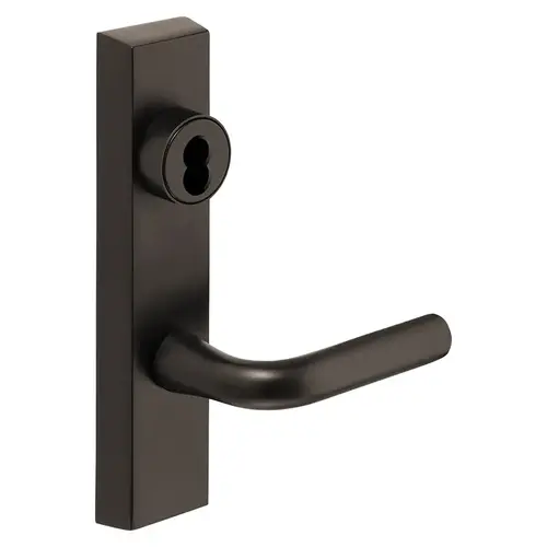 Grade 1 Exit Device Trim, Classroom Function, Key Outside Unlocks/Locks Trim, For Surface Vertical Rod and Mortise (8700, 8900 Series) Devices, SFIC Prep Less Core, W Lever, RHR, Dark Oxidized Statuary Bronze Clear Coated Dark Oxidized Statuary Bronze Clear Coated