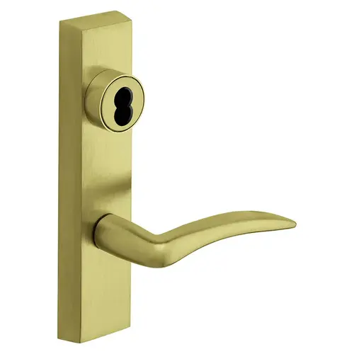 Grade 1 Exit Device Trim, Storeroom Function, Key Unlocks Trim, Trim Retracts Latch/Trim Relocks when Key is Removed, For Rim (8800) and NB8700 Series Devices, SFIC Prep Less Core, A Lever, RHR, Satin Brass Satin Brass