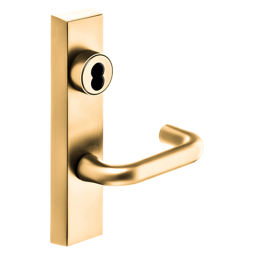 Grade 1 Exit Device Trim, Storeroom Function, Freewheeling Trim, Key Unlocks Trim, Trim Retracts Latch, Trim Relocks when Key is Removed, For Surface Vertical Rod and Mortise (8700, 8900 Series) Devices, SFIC Prep Less Core, J Lever, LHR, Bright Bronze Clear Coated Bright Bronze Clear Coated