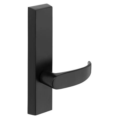 Grade 1 Exit Device Trim, Dummy, Freewheeling Trim - No Outside Operation, For Surface Vertical Rod and Mortise (8700, 8900 Series) Devices, P Lever, RHR, Black Suede Powder Coat Black Suede Powder Coat