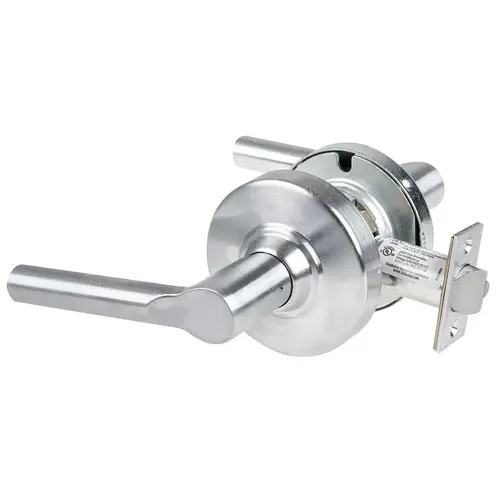 Grade 1 Passage Latch, Broadway Lever, Non-Keyed, 5 In. Backset Extension, Satin Chrome Finish, Non-handed Satin Chrome