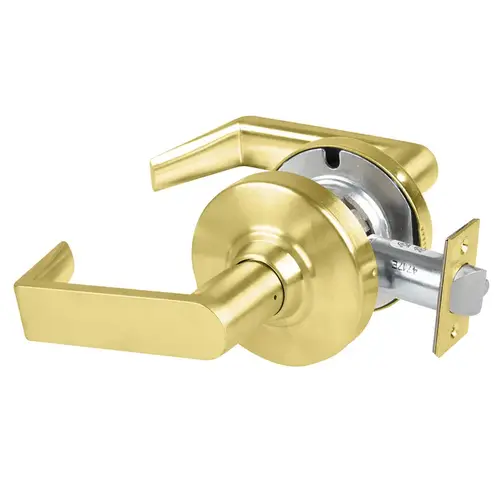 ALX Series Grade 2 Passage Rhodes Lever Lock with 47267038 Springlatch and 47267101 ANSI Strike Satin Brass Finish