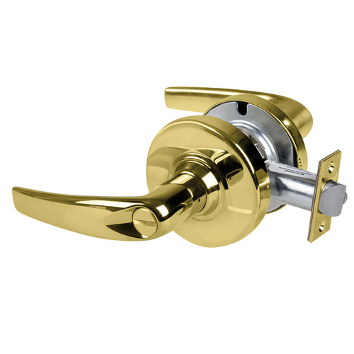 ALX Series Grade 2 Privacy Athens Lever Lock with 47267038 Springlatch and 47267101 ANSI Strike Bright Brass Finish