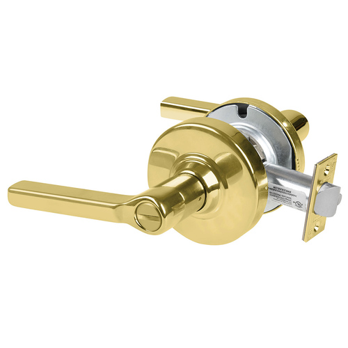 ALX Series Grade 2 Privacy Latitude Lever Lock with 47267038 Springlatch and 47267101 ANSI Strike Bright Brass Finish