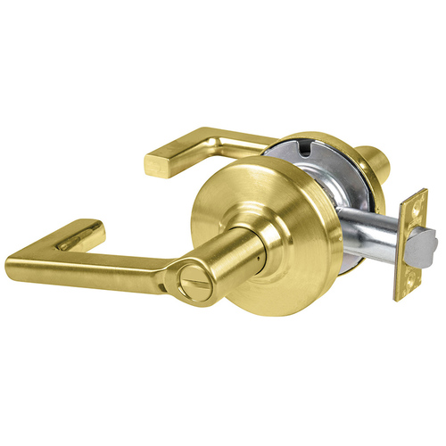 ALX Series Grade 2 Hospital Privacy Longitude Lever Lock with 47267038 Springlatch and 47267101 ANSI Strike Satin Brass Finish