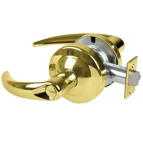 ALX Series Grade 2 Privacy Omega Lever Lock with 47267038 Springlatch and 47267101 ANSI Strike Bright Brass Finish