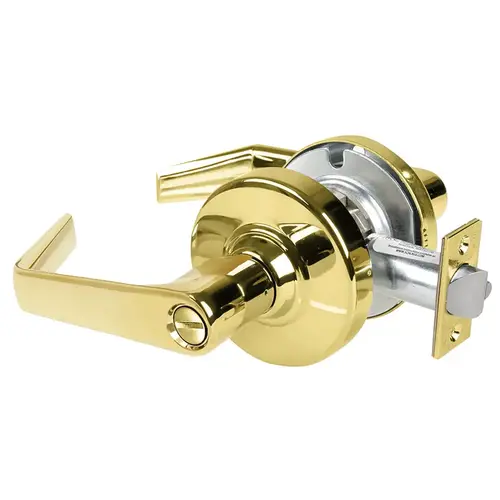 ALX Series Grade 2 Privacy Saturn Lever Lock with 47267038 Springlatch and 47267101 ANSI Strike Bright Brass Finish