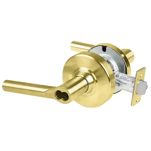 ND Series Vandlgard Corridor Large Format Less Core Broadway with 13-247 Latch 10-025 Strike Satin Brass Finish