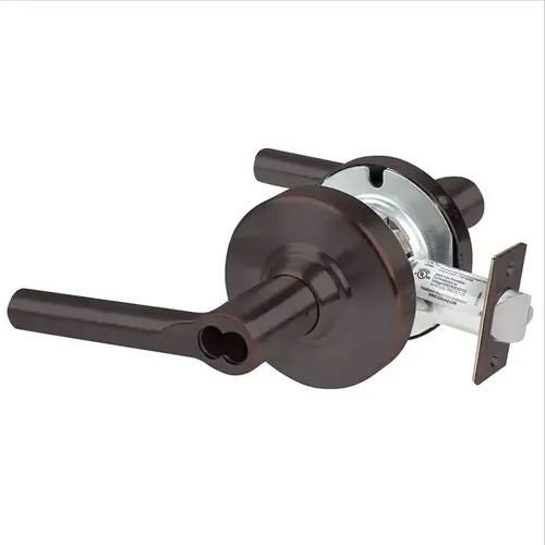 Grade 2 Storeroom Cylindrical Lock with Field Selectable Vandlgard, Broadway Lever, SFIC Less Core, Aged Bronze Finish, Backset Extension, Non-handed Aged Bronze